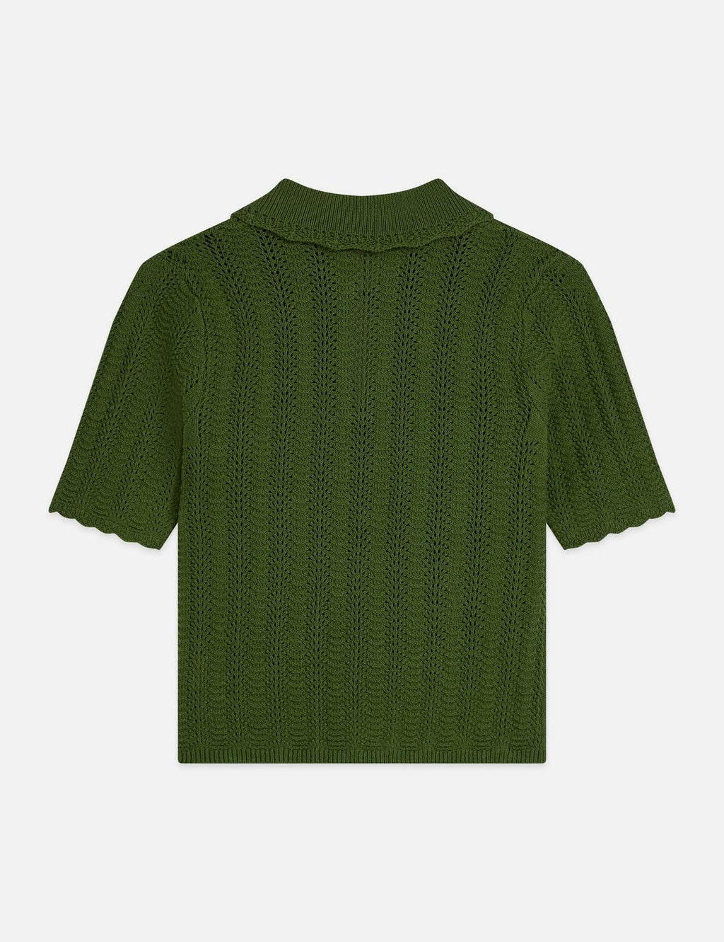 T-shirt Pointelle Collared Knitted - Garden Green