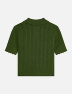 T-shirt Pointelle Collared Knitted - Garden Green