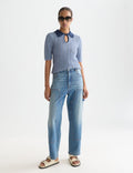 Pointelle Collared Knitted Tee - Infinity Melange