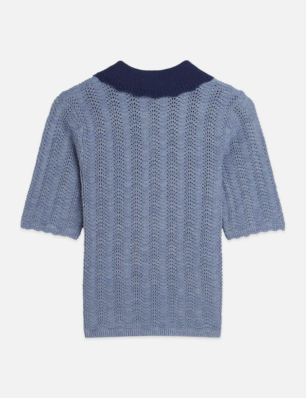 Pointelle Collared Knitted Tee - Infinity Melange