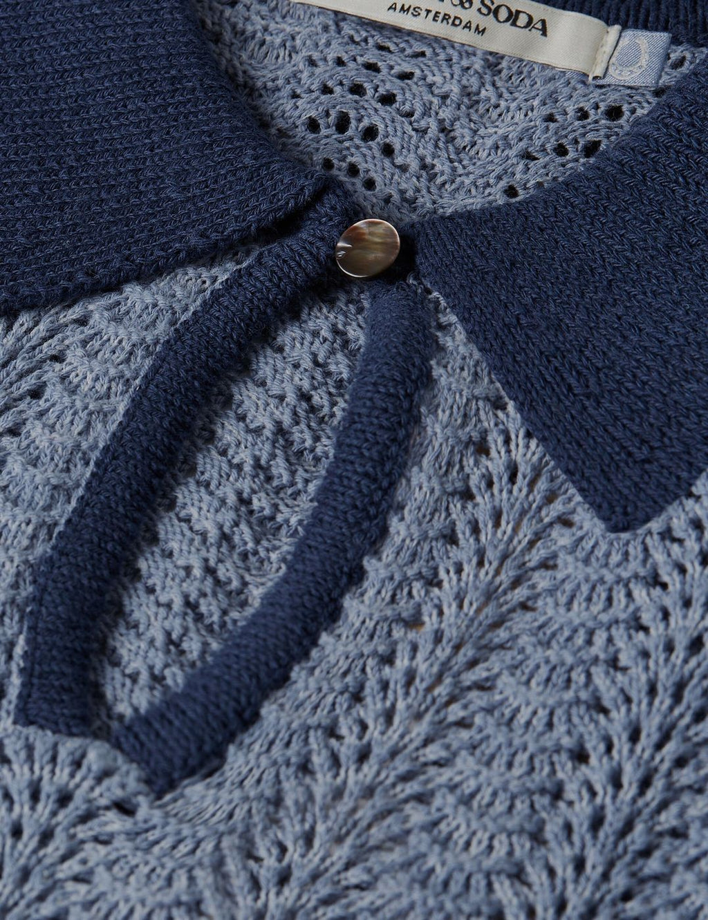 Pointelle Collared Knitted Tee - Infinity Melange