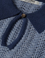 Pointelle Collared Knitted Tee - Infinity Melange