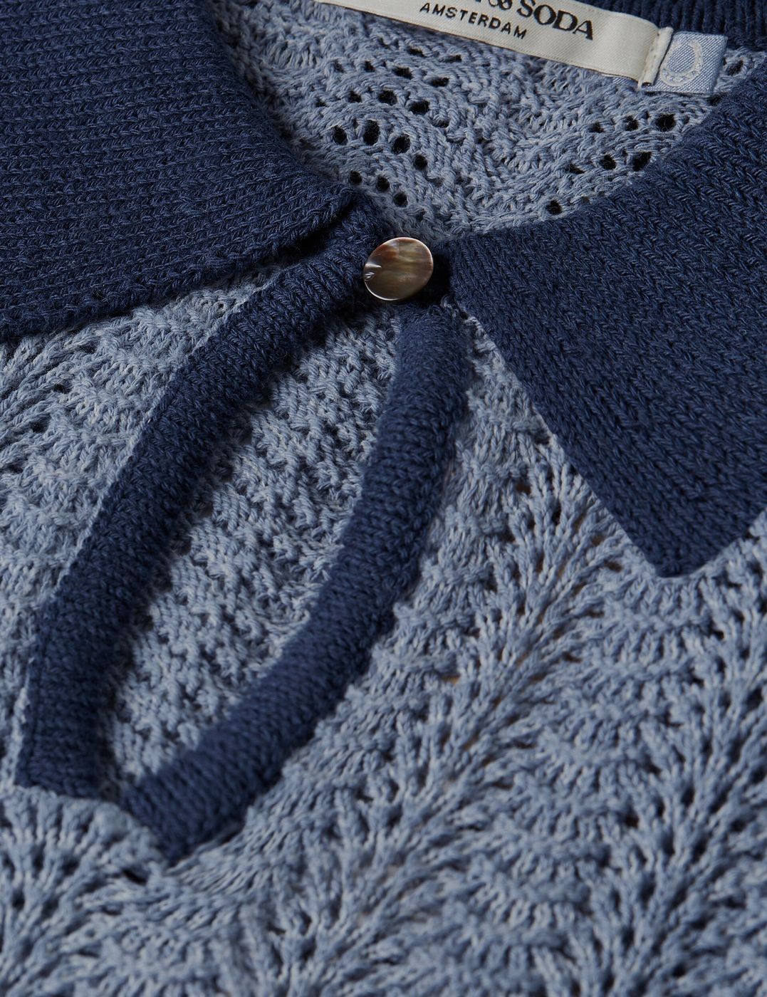 Pointelle Collared Knitted Tee - Infinity Melange