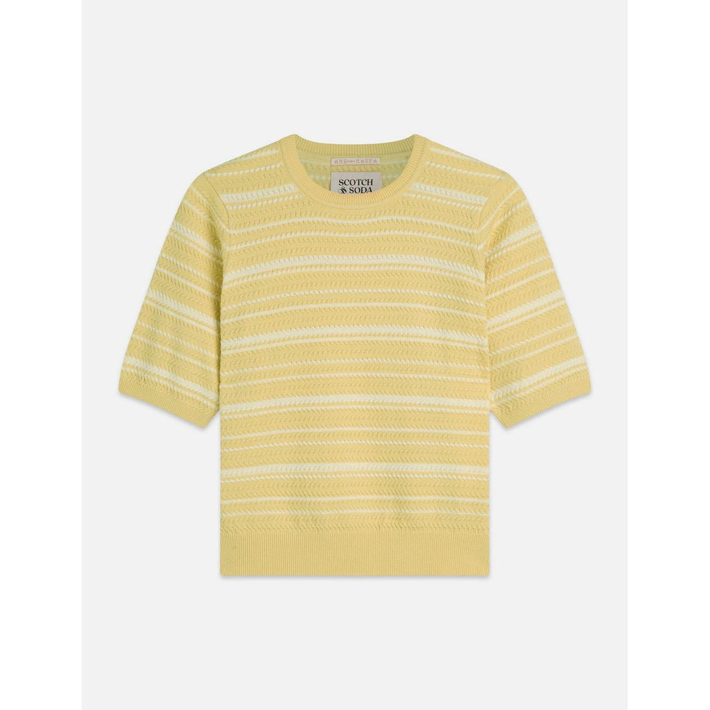 T-Shirt Textured Stripe Knitted - Parsnip Stripe