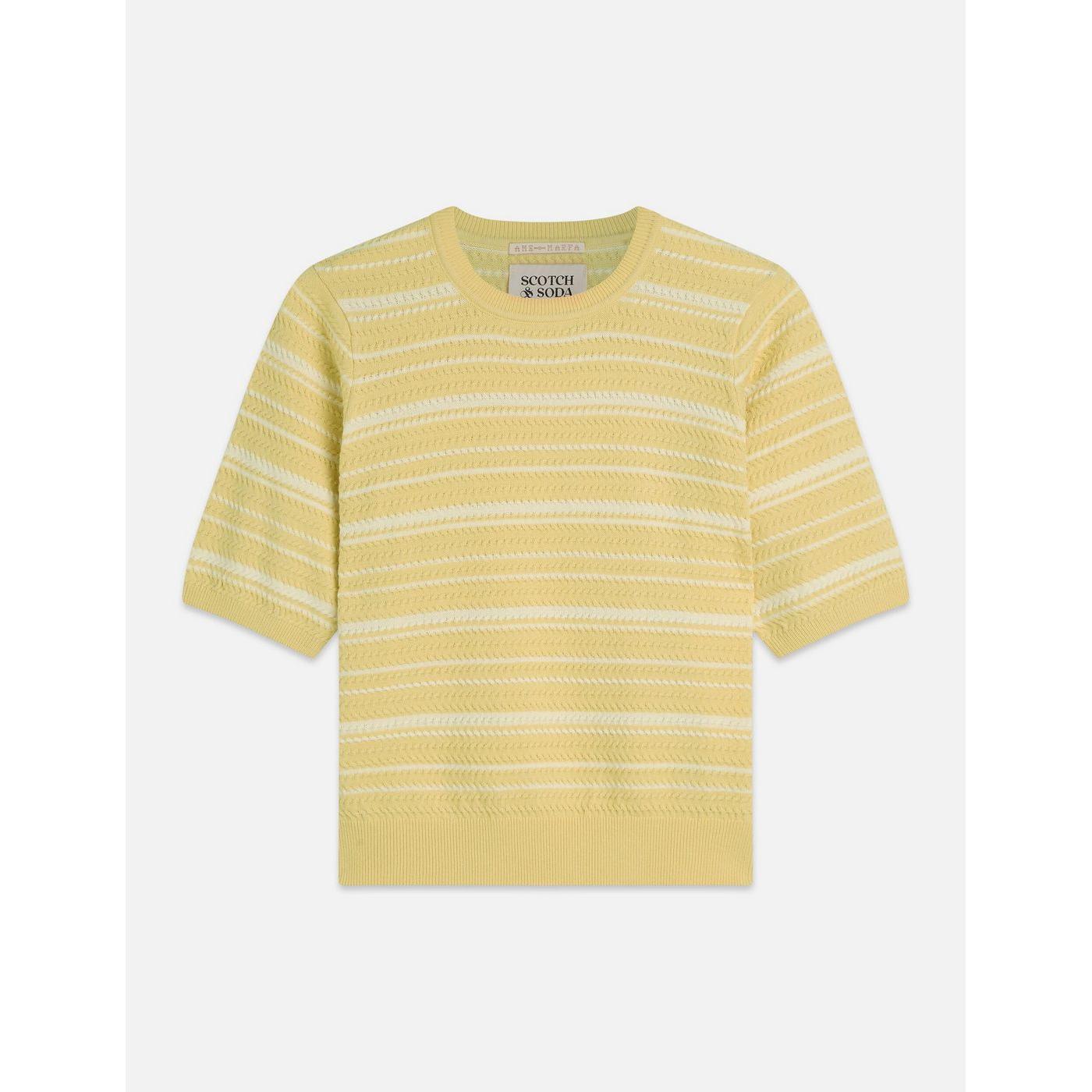 T-Shirt Textured Stripe Knitted - Parsnip Stripe