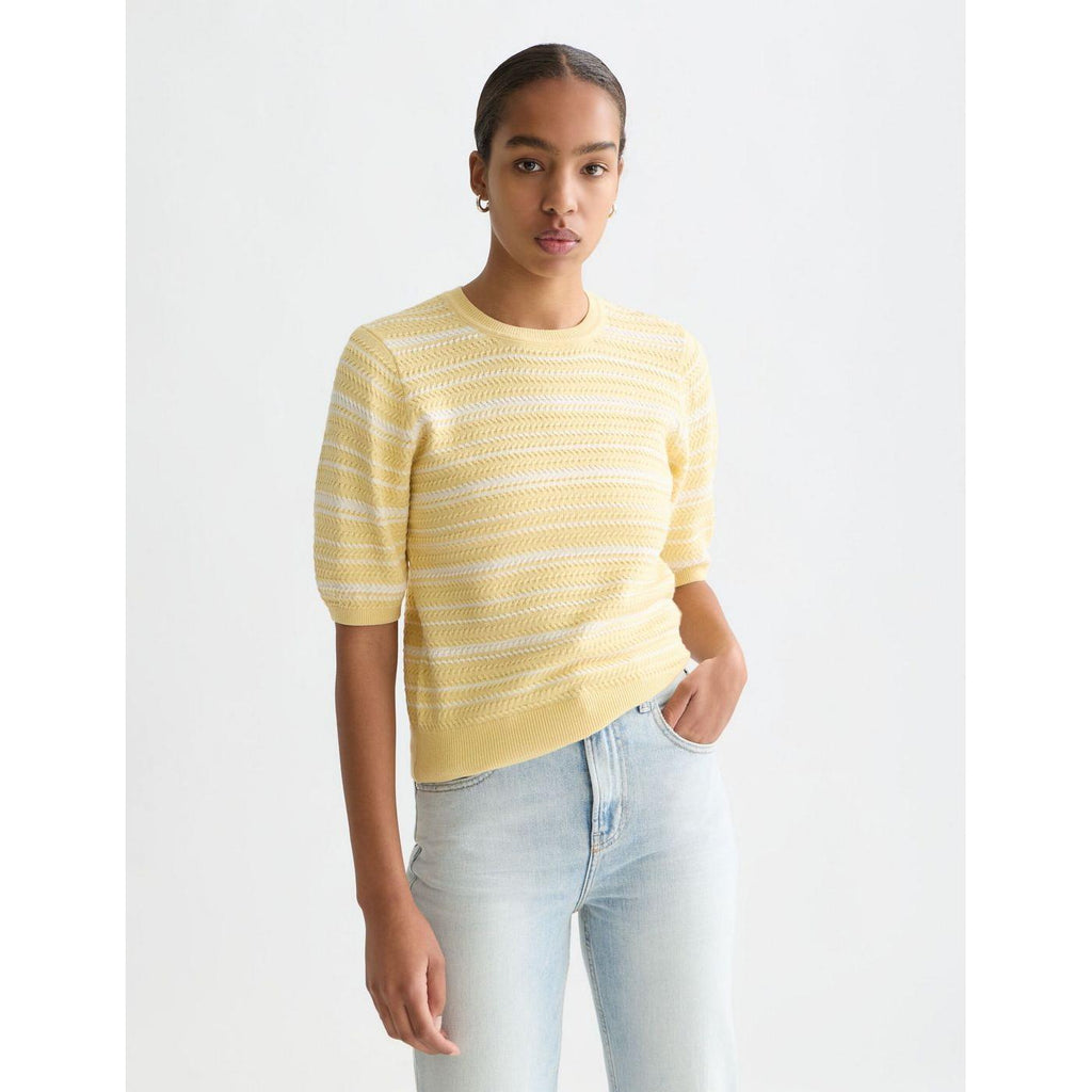 T-Shirt Textured Stripe Knitted - Parsnip Stripe