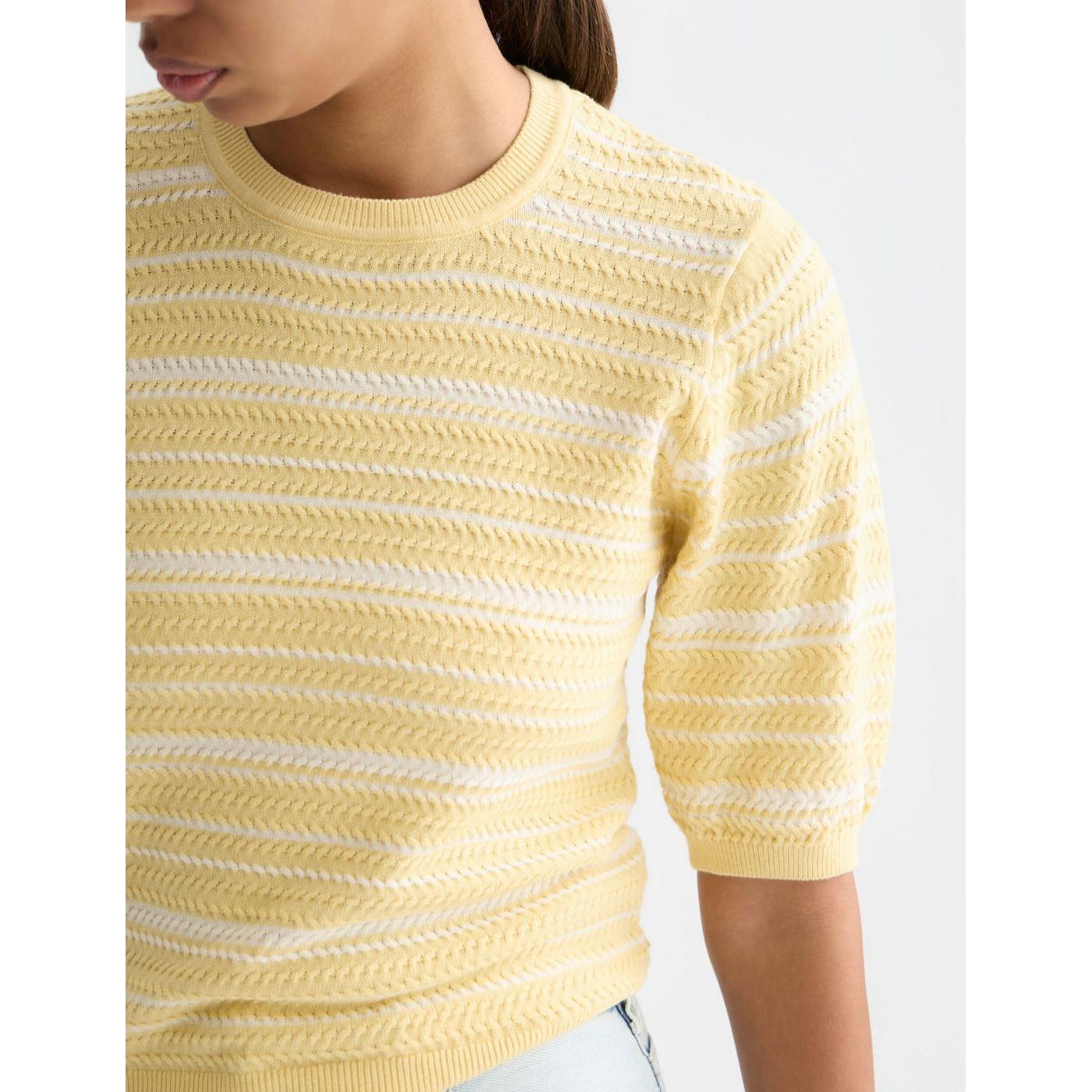 T-Shirt Textured Stripe Knitted - Parsnip Stripe