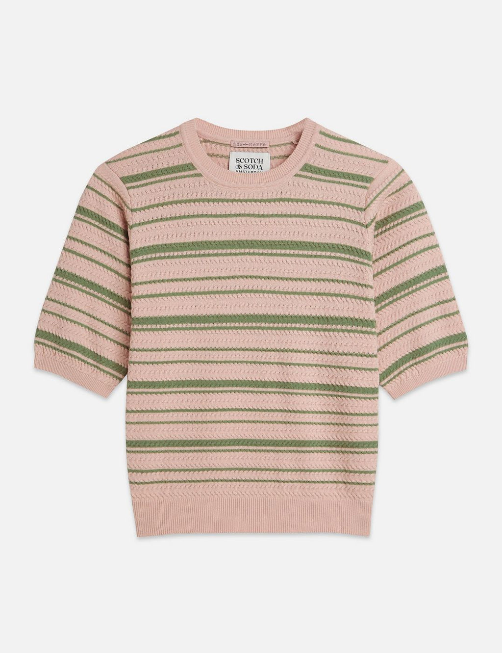 Textured Stripe Knitted Tee - Rose Dust Stripe
