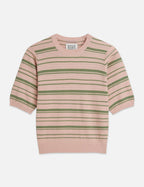 Textured Stripe Knitted Tee - Rose Dust Stripe