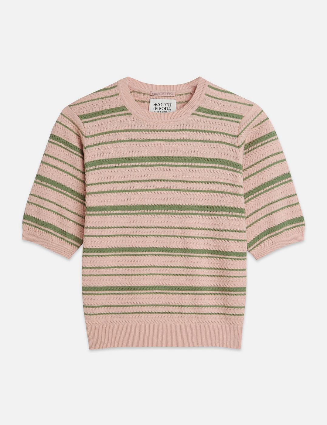 Textured Stripe Knitted Tee - Rose Dust Stripe