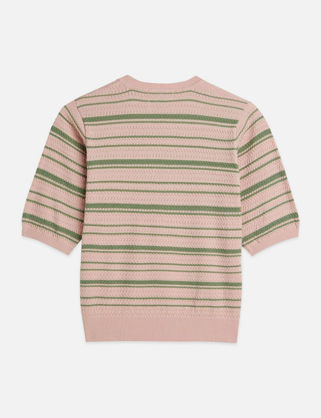 Textured Stripe Knitted Tee - Rose Dust Stripe