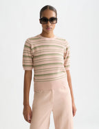 Textured Stripe Knitted Tee - Rose Dust Stripe