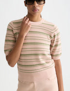 Textured Stripe Knitted Tee - Rose Dust Stripe