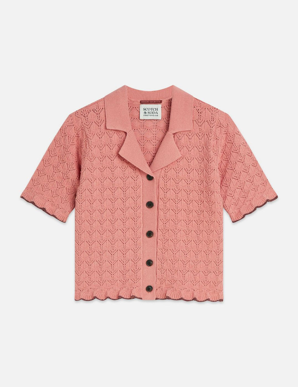Cardigan Pointelle Short Sleeve - Canyon Clay