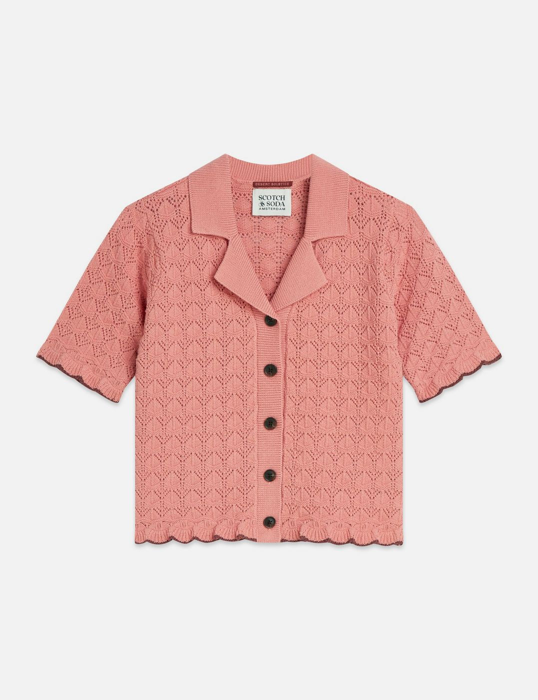 Cardigan Pointelle Short Sleeve - Canyon Clay
