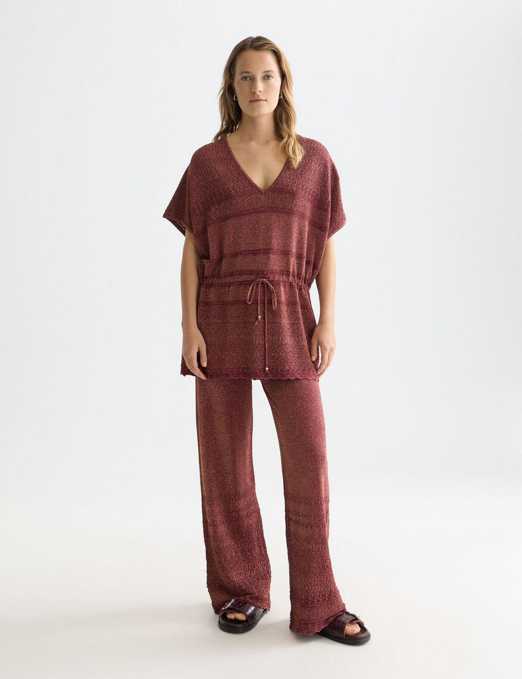 Tunique Metallic Pointelle Knitted - Burnt Henna