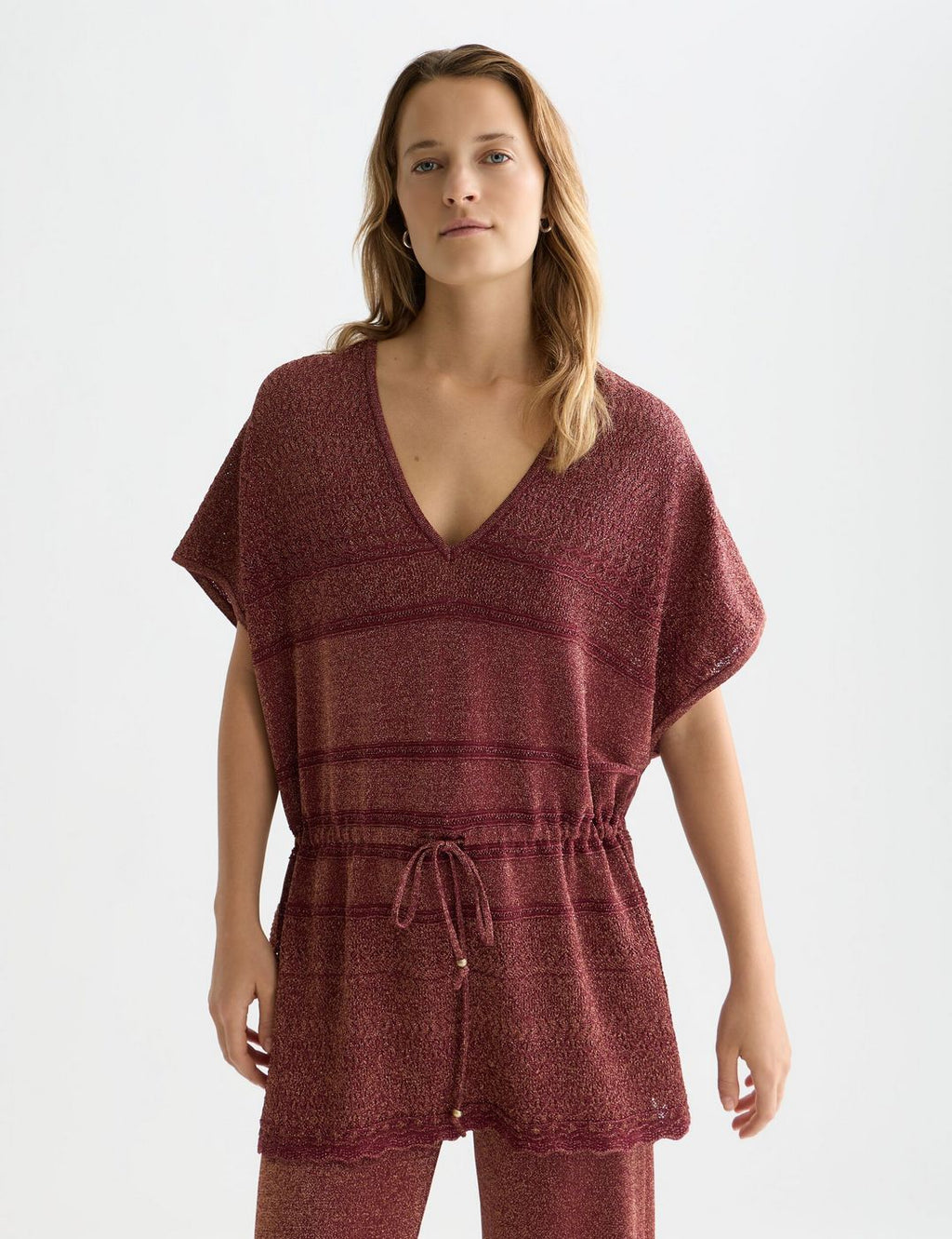 Tunique Metallic Pointelle Knitted - Burnt Henna