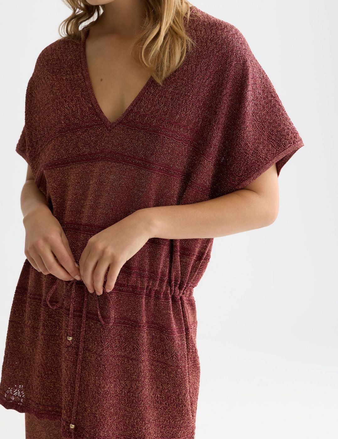Tunique Metallic Pointelle Knitted - Burnt Henna