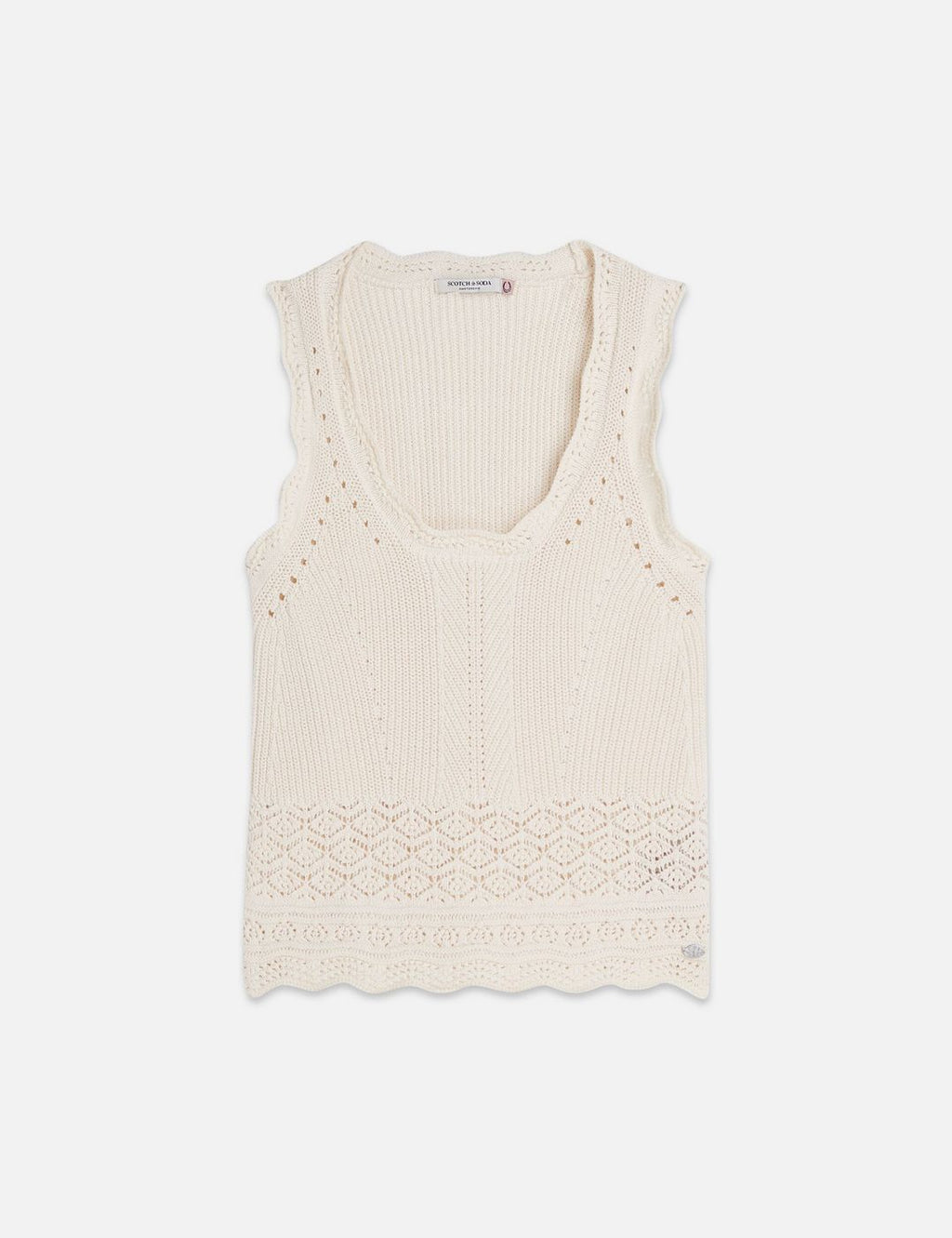 Gilet Pointelle Knitted - Eggnog