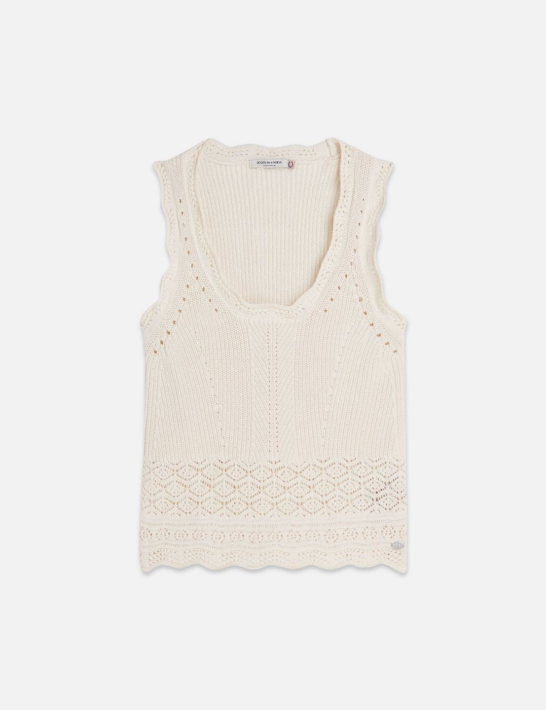 Gilet Pointelle Knitted - Eggnog