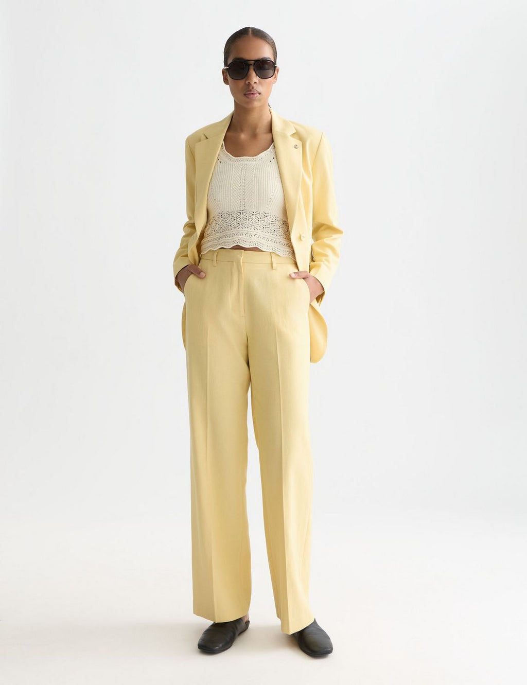 Gilet Pointelle Knitted - Eggnog