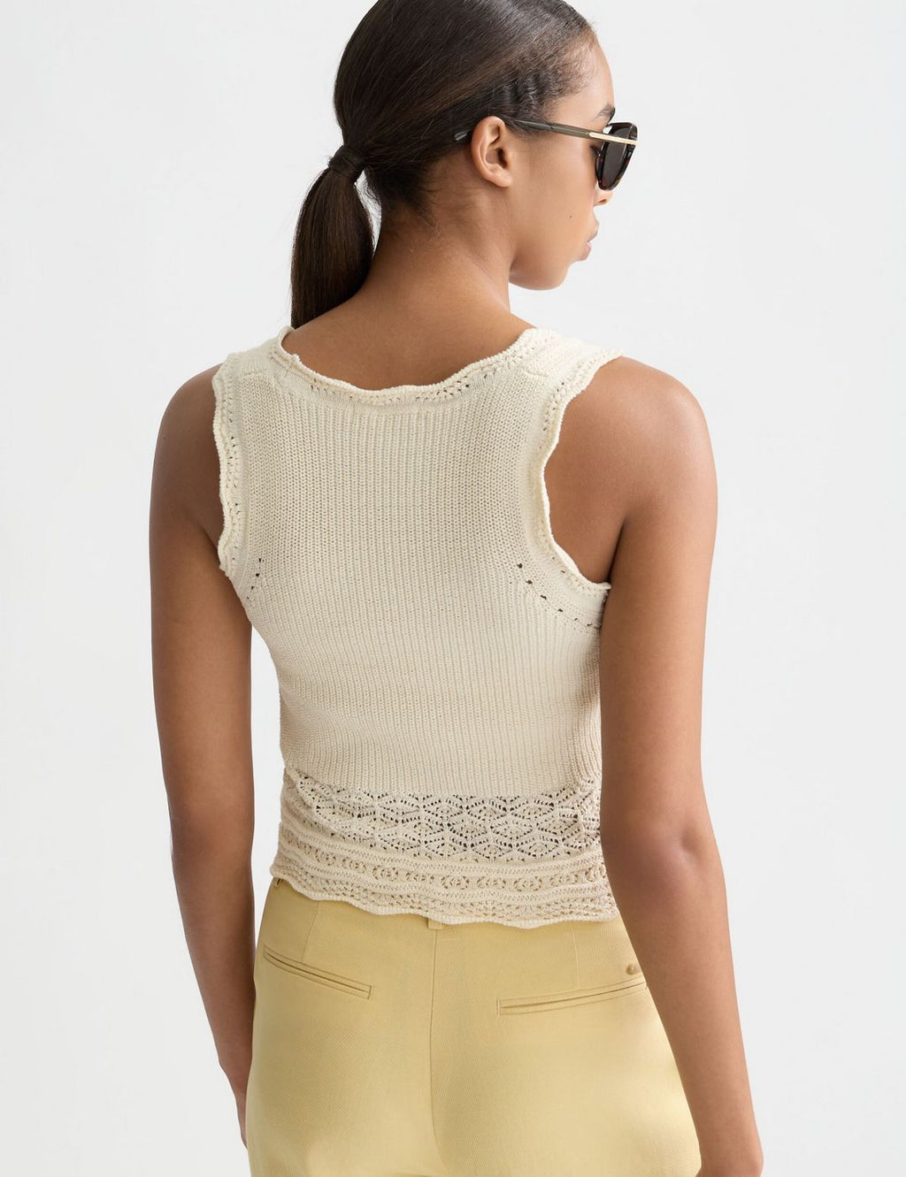 Gilet Pointelle Knitted - Eggnog