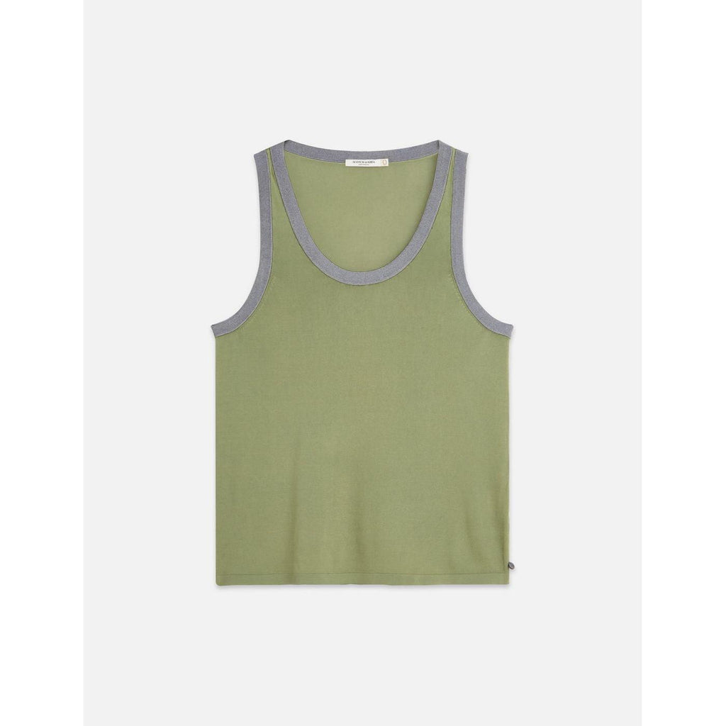 Gilet Stripe Trim Relaxed Knitted - Oil Green