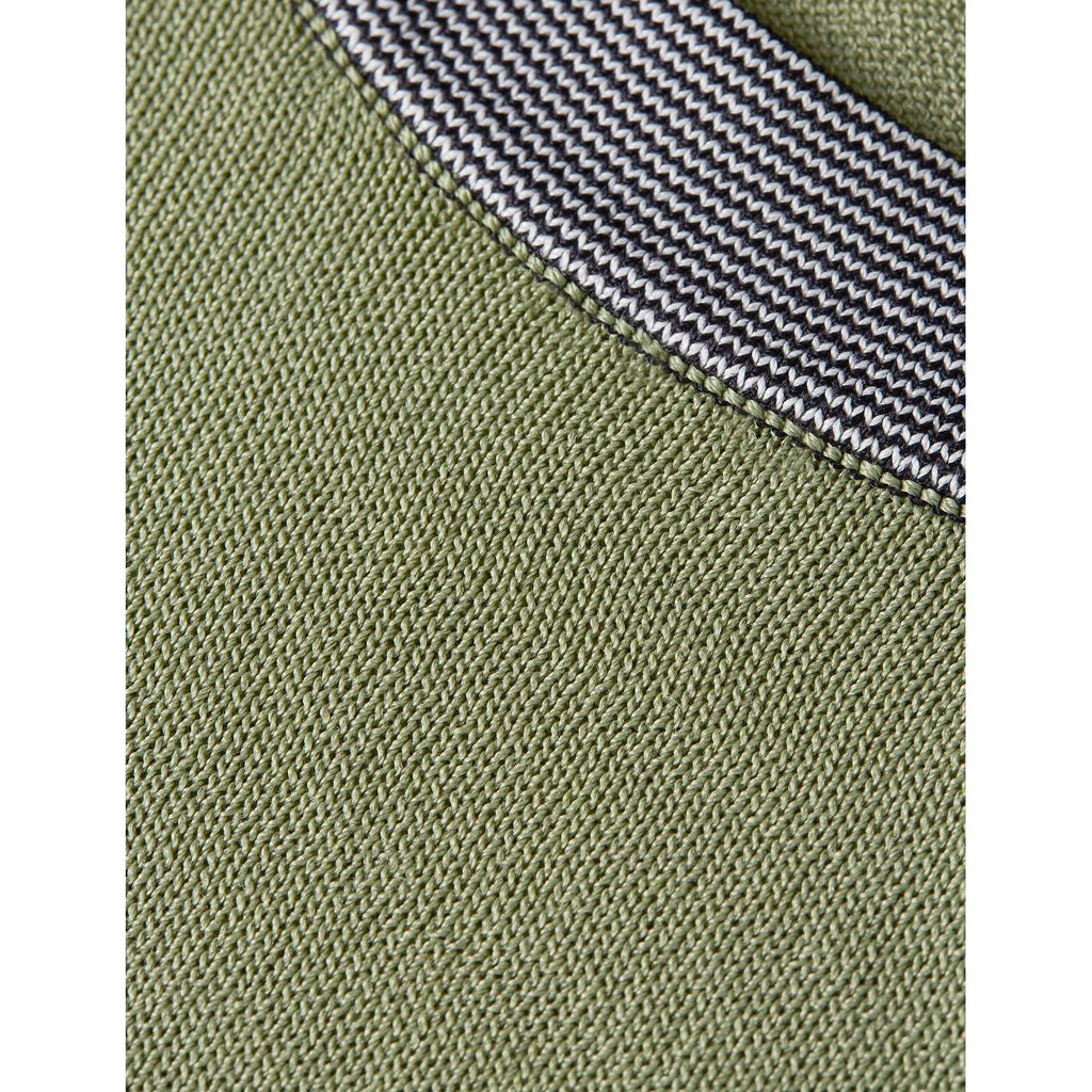 Gilet Stripe Trim Relaxed Knitted - Oil Green