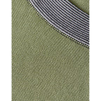 Gilet Stripe Trim Relaxed Knitted - Oil Green