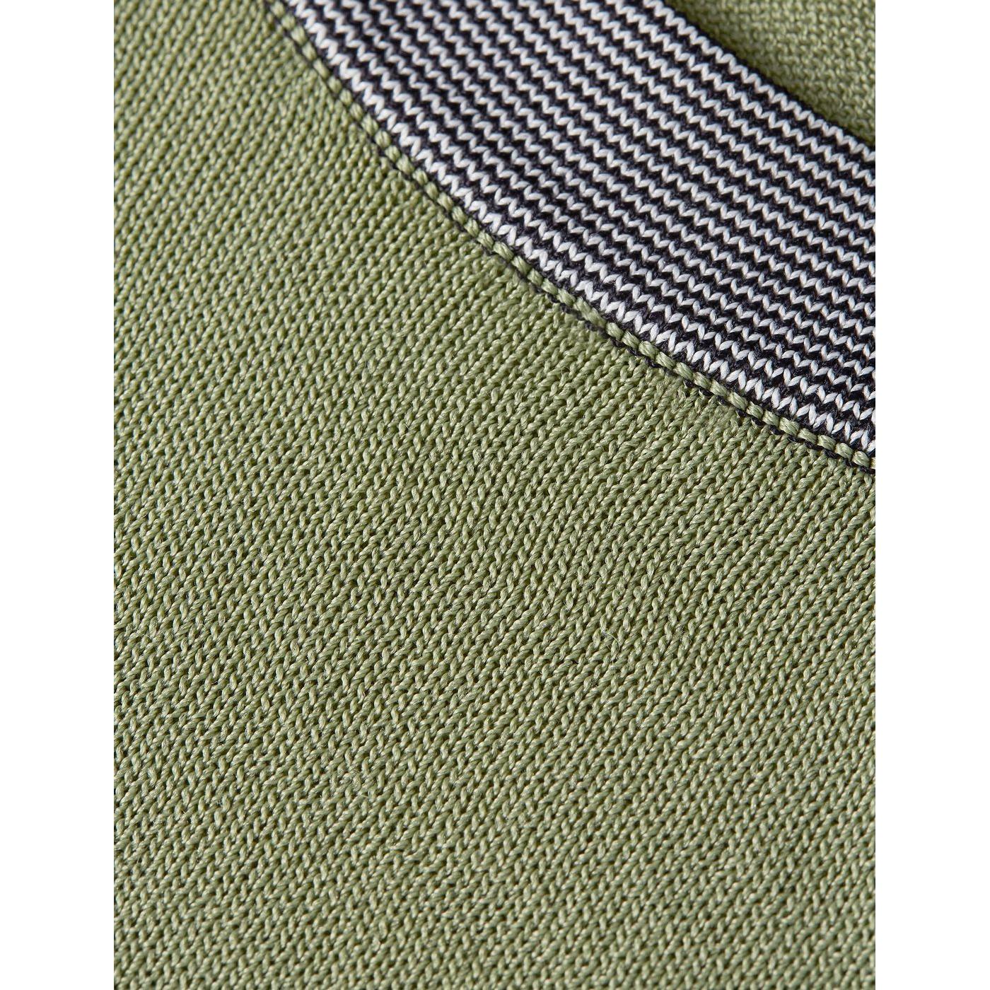 Gilet Stripe Trim Relaxed Knitted - Oil Green