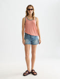 Gilet Stripe Trim Relaxed Knitted - Canyon Clay