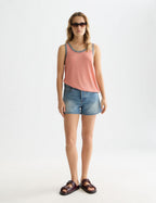 Gilet Stripe Trim Relaxed Knitted - Canyon Clay