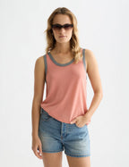 Gilet Stripe Trim Relaxed Knitted - Canyon Clay