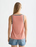 Gilet Stripe Trim Relaxed Knitted - Canyon Clay