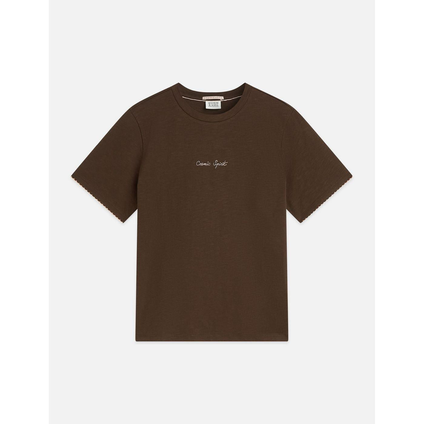 Embroidered Slub Regular-Fit T-Shirt - Hot Fudge