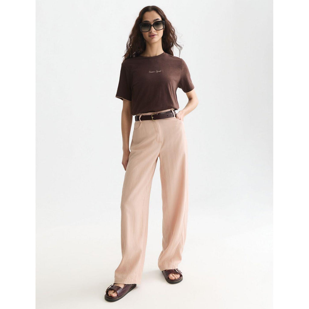 Embroidered Slub Regular-Fit T-Shirt - Hot Fudge