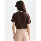 Embroidered Slub Regular-Fit T-Shirt - Hot Fudge