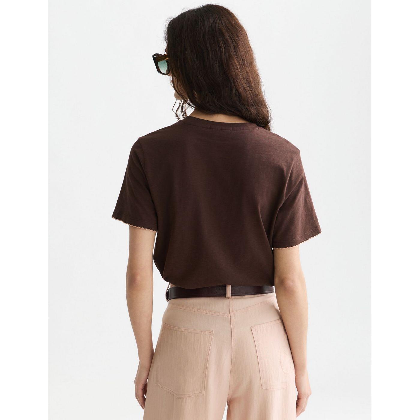 Embroidered Slub Regular-Fit T-Shirt - Hot Fudge