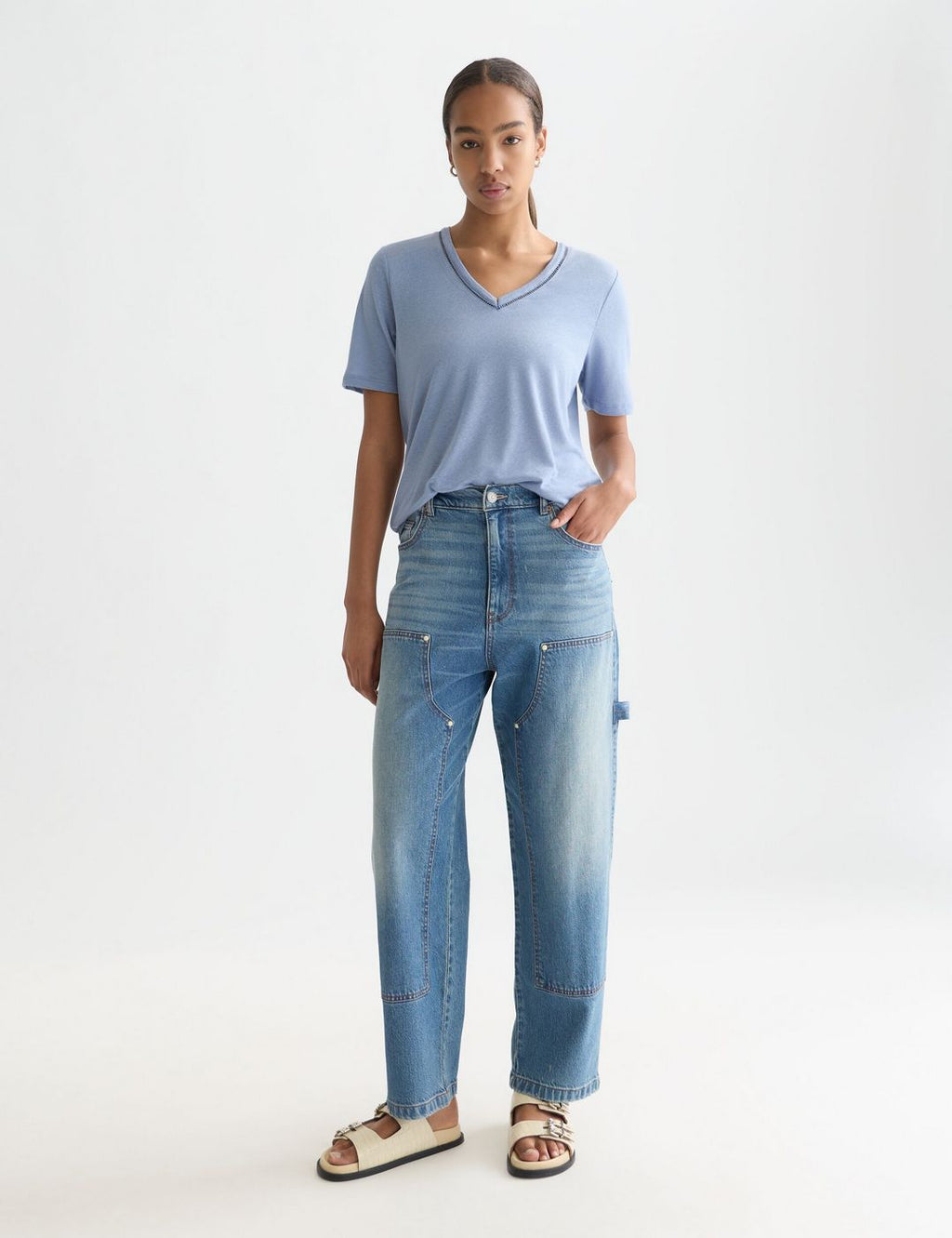 Linen V-Neck T-Shirt - Infinity