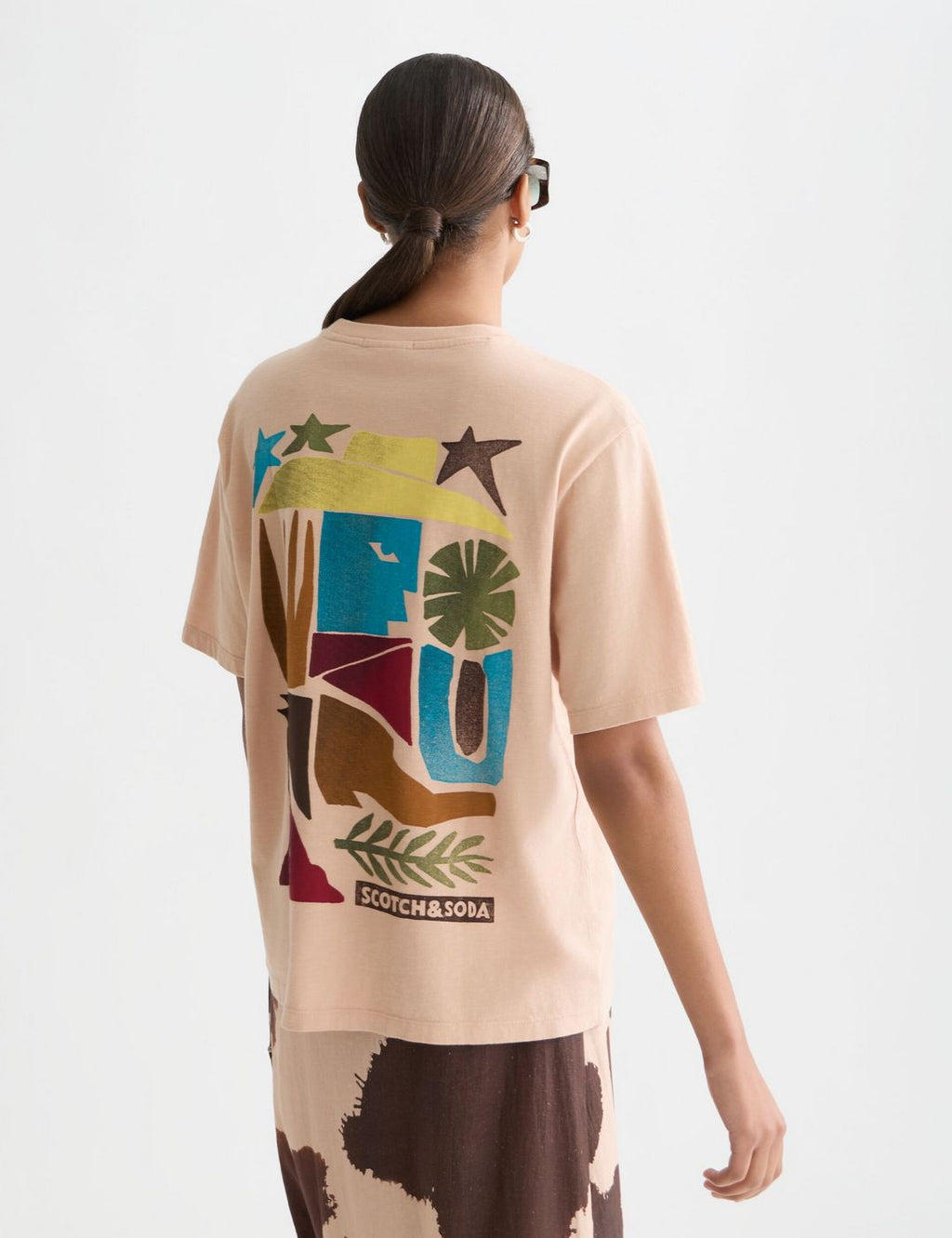 T-shirt Front Back Artwork Loose-Fit - Rose Dust