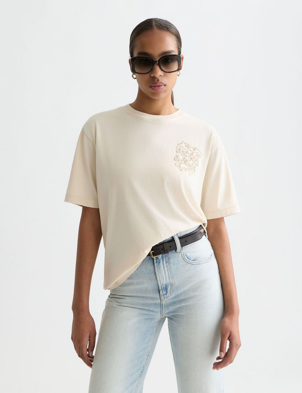 T-shirt Washed Artwork Loose-Fit - Eggnog