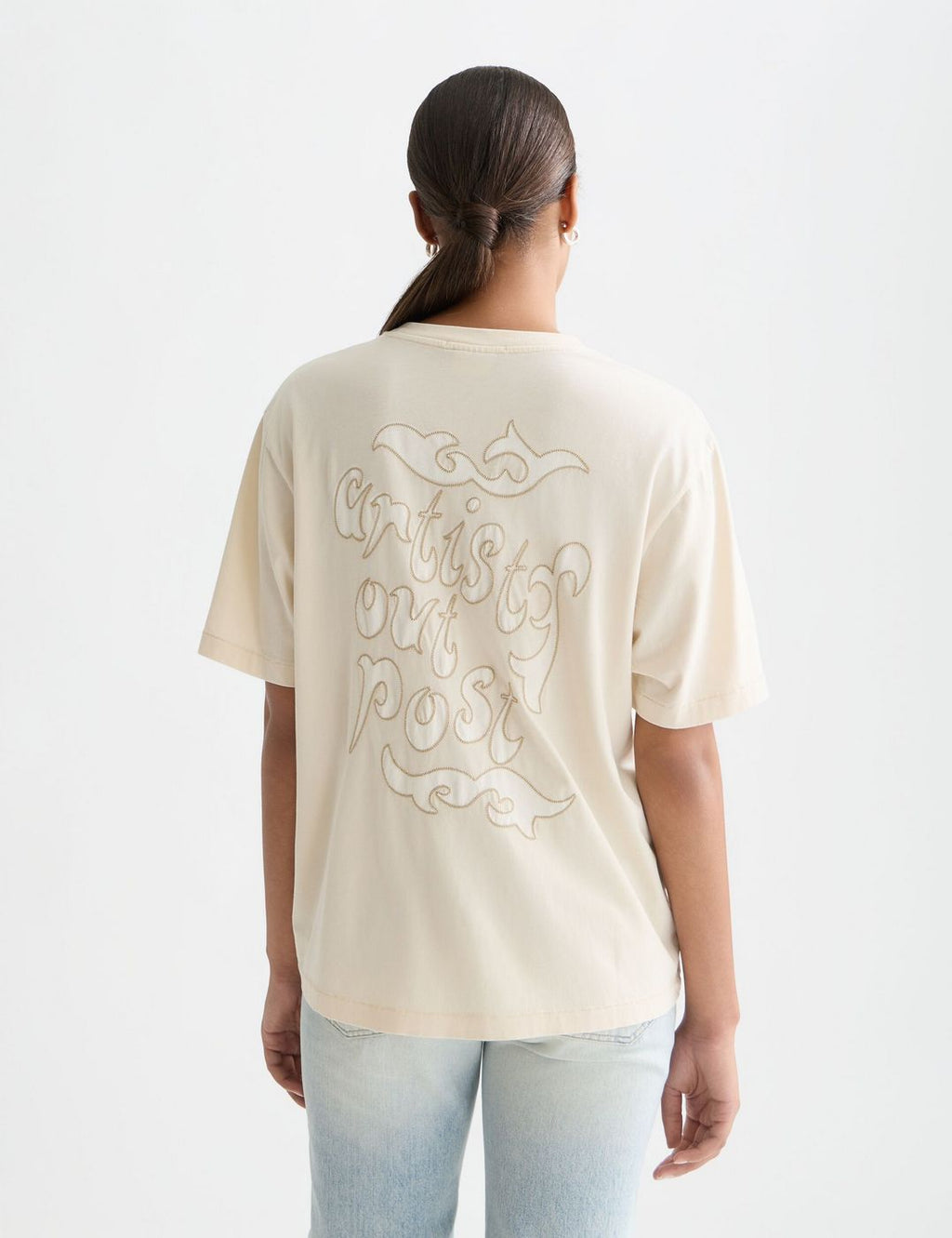 T-shirt Washed Artwork Loose-Fit - Eggnog