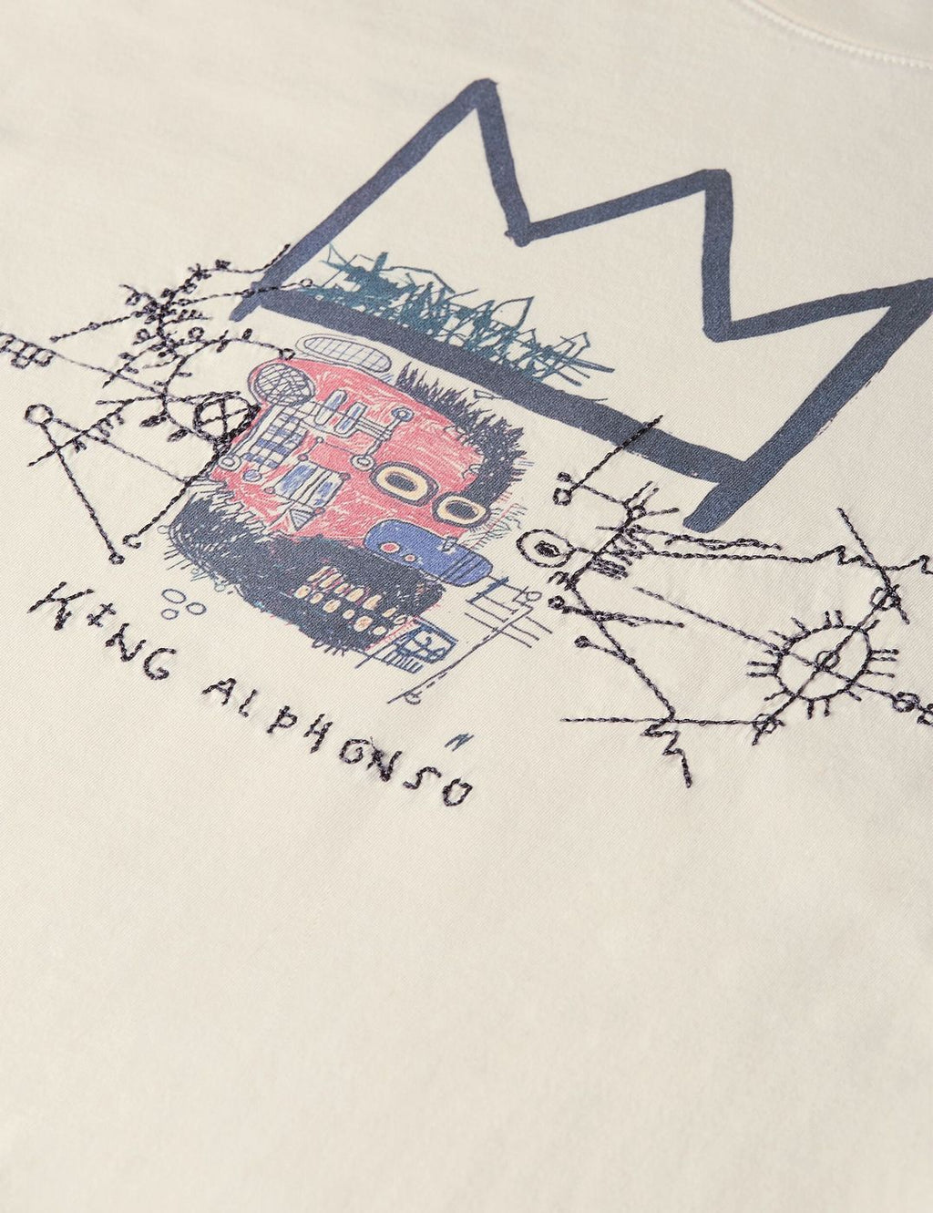 Basquiat Washed Artwork T-Shirt - Eggnog