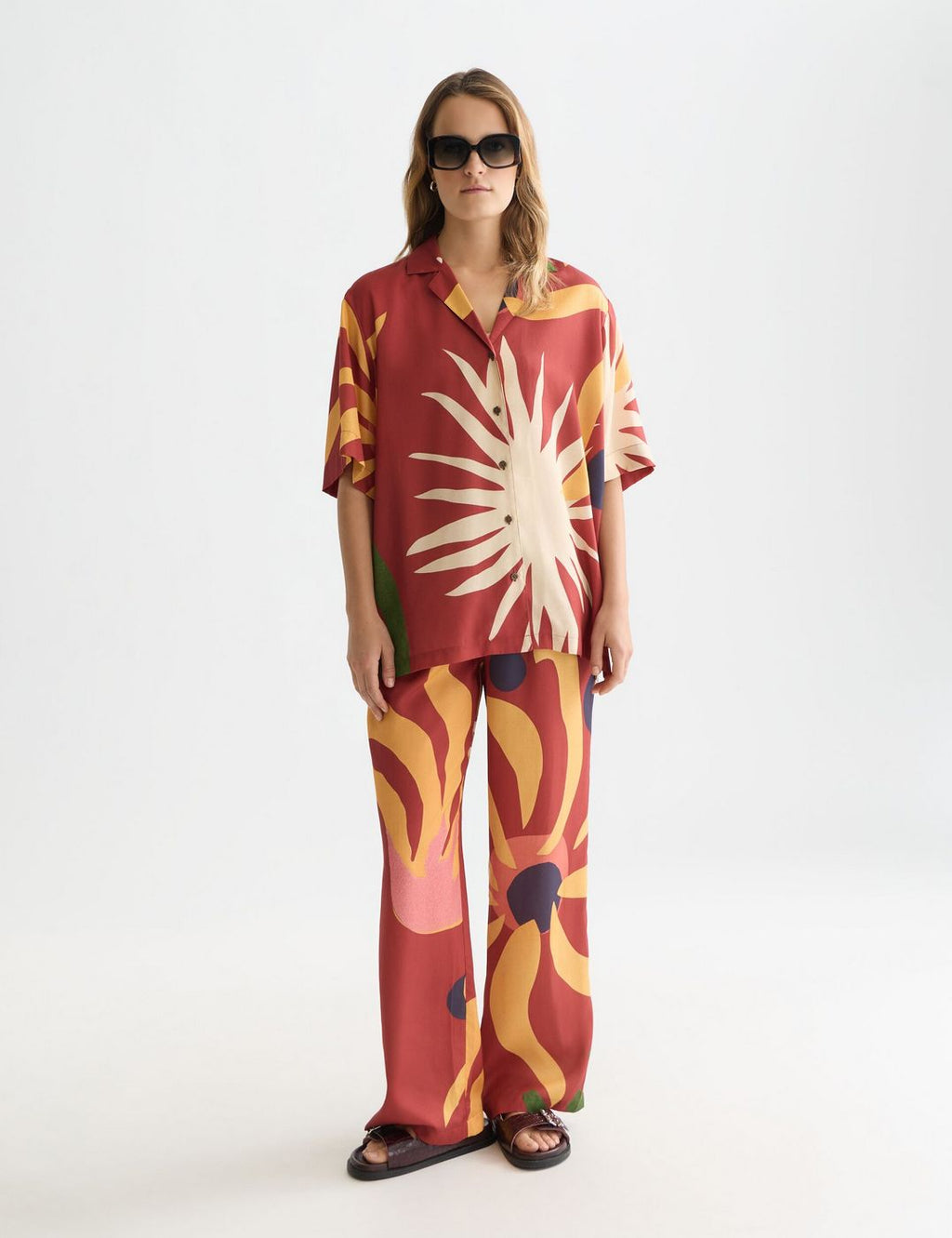 Chemise Printed Short Sleeved Relaxed Fit - Desert Hawaiian Burnt Henna