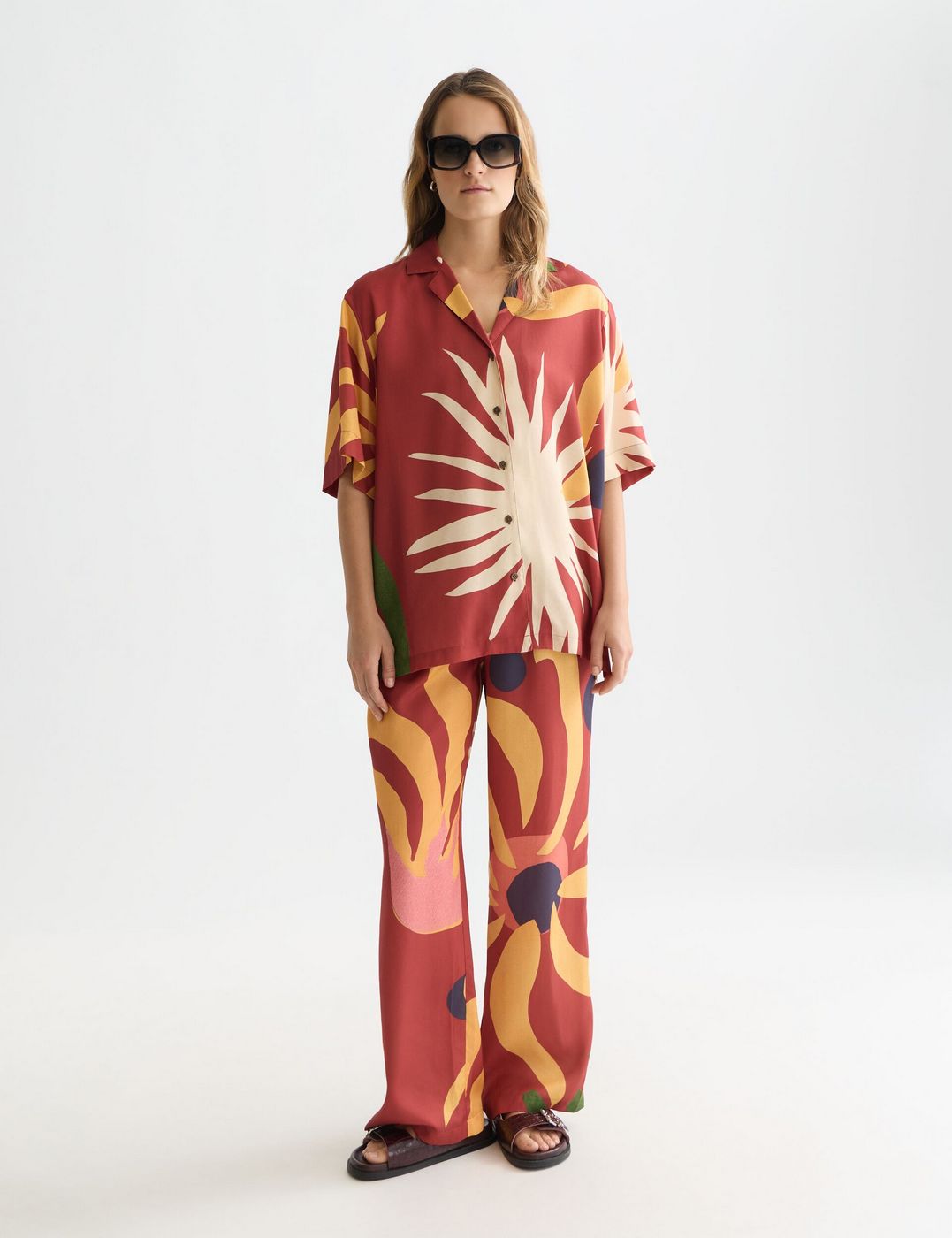 Chemise Printed Short Sleeved Relaxed Fit - Desert Hawaiian Burnt Henna