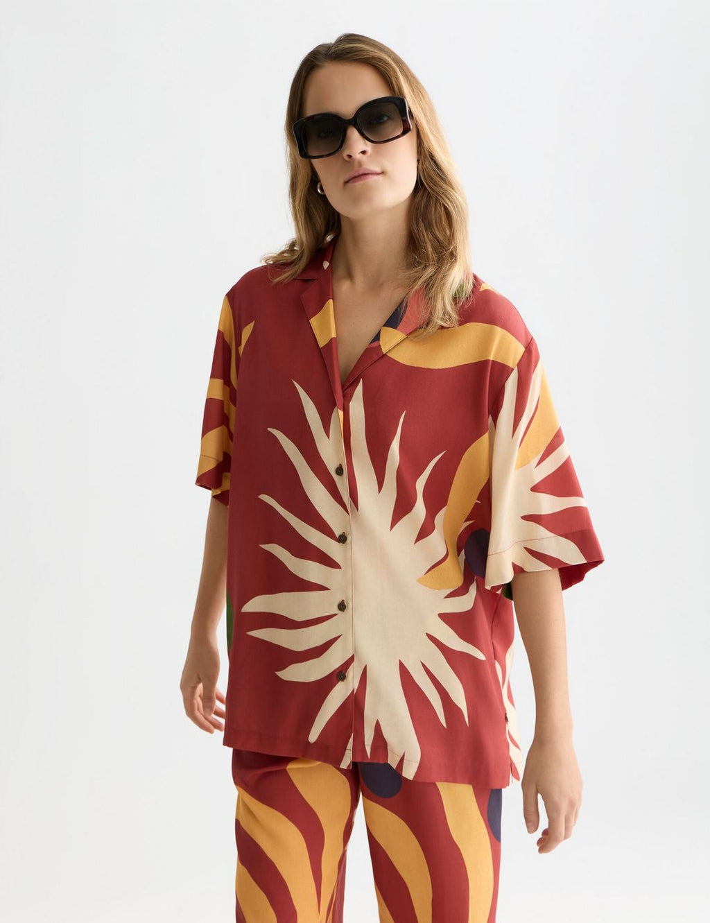 Chemise Printed Short Sleeved Relaxed Fit - Desert Hawaiian Burnt Henna