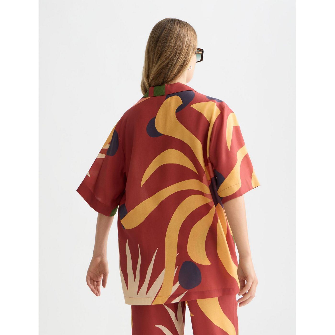 Chemise Printed Short Sleeved Relaxed Fit - Desert Hawaiian Burnt Henna