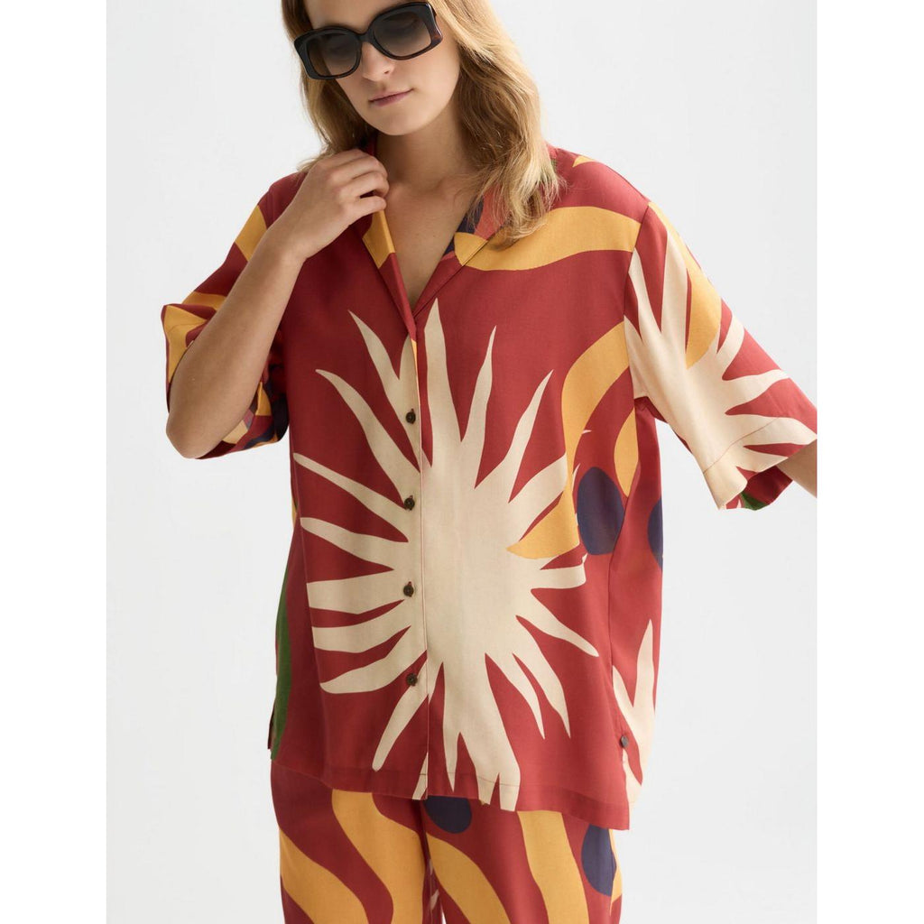 Chemise Printed Short Sleeved Relaxed Fit - Desert Hawaiian Burnt Henna