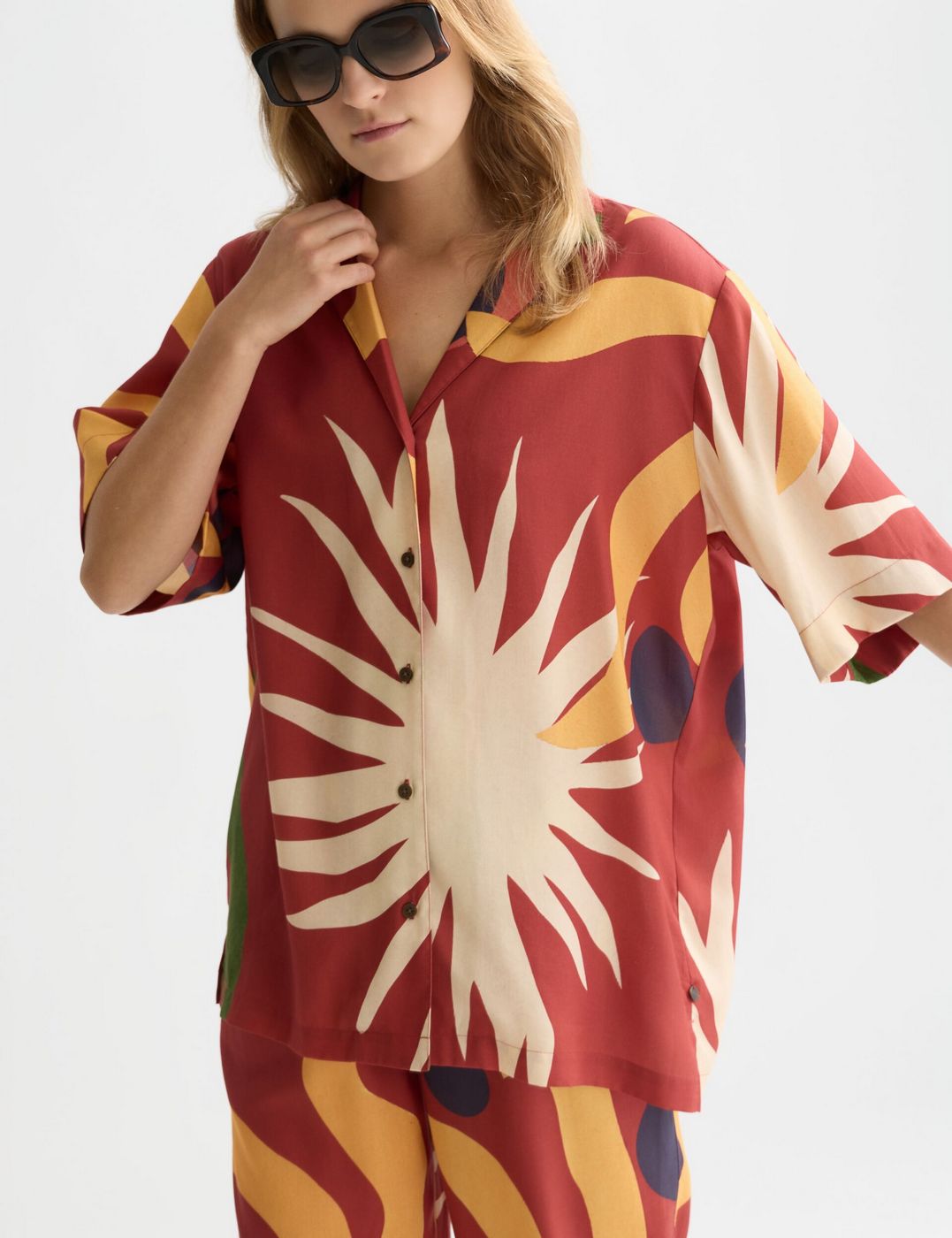 Chemise Printed Short Sleeved Relaxed Fit - Desert Hawaiian Burnt Henna