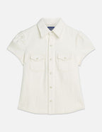 Chemise Cap Sleeve Fitted Denim - Stardust White